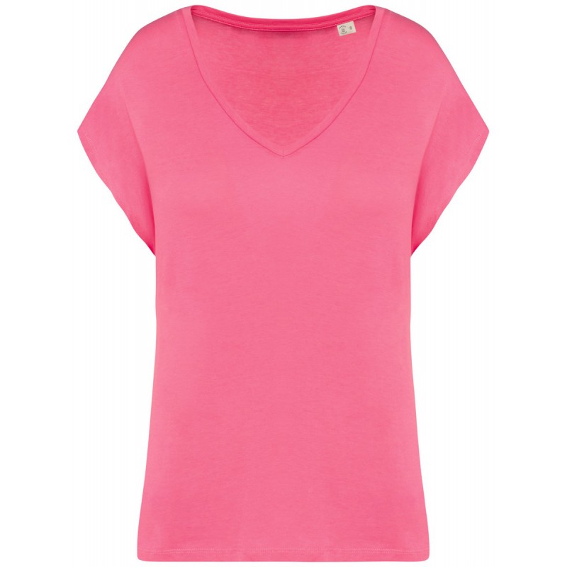 T-shirt donna V oversize 130g 100% cot. bio