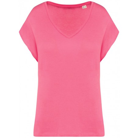T-shirt donna V oversize 130g 100% cot. bio